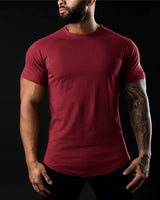 Herren Schlanke Passform Einfach T-Shirt in Burgundisch