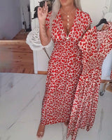 Benara - Printkleid mit V-Ausschnitt in Rot