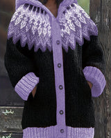 Gulnur - Eleganter Winter Pullover Mit Kapuze Und Langen Ärmeln in Lila