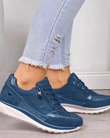 Raina - Schnür-Sneaker mit seitlichem Reißverschluss und lässiger Passform in Blau
