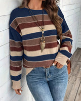 Fadina – Langärmeliger Strickpullover in Marineblau