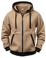 Mussoline - Lässiges Winter Kapuzen Hemd Mit langen Ärmeln Und Reißverschluss in Khaki