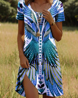 JULIA – Lebhaftes Kleid im Bohemian-Stil in Blau