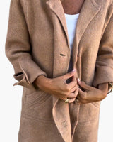 Karin | Damen Stylischer Button-Front Mantel im Relaxed Fit in Khaki
