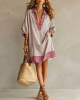 Marget - Kleid Mit Leopardenmuster Einsätzen Und Puffärmeln in Rosa