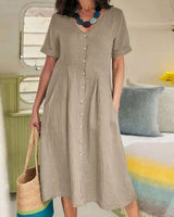 Briar - Müheloses Knopfkleid in Khaki