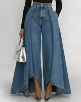 Elegante Weite Hose in Blau Jeans
