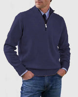 Ben | Modischer Warmer Pullover Mit Halbem Reißverschluss in Dunkelviolett