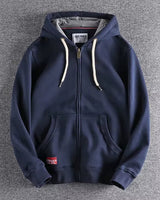 Max | Herren Zip-Hoodie Fleece Kapuzenpullover Casual in Marineblau