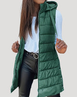 Martina | Winter Steppweste für Damen mit Kapuze in Grün