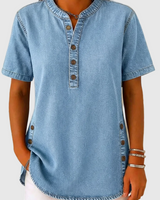 Julina – Jeansbluse Mit Lockerer Passform in Hellblau