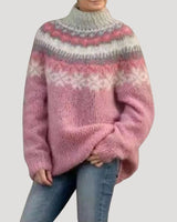 Julia | Damen Frühjahrs Gemusterter Strickpullover in Rosa