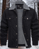 Heinruch | Warme und hochwertige Cordjacke für Herren in Noir - fourrure gris foncé
