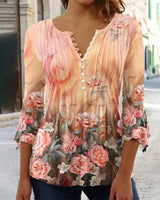 Devika - Bluse mit Floralprint in Gelb