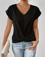 Leslie - Lässiges Kurzarm T-Shirt für Damen in Schwarz