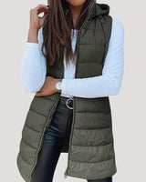 Martina | Winter Steppweste für Damen mit Kapuze in Waldgrün