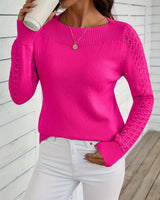 Pauliina - Lässiger Langarm Pullover Mit Lochmuster in Rosa