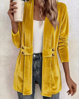Sdenia – Langer Blazer Mit Offener Vorderseite Aus Samt in Gold