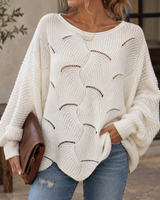 Zeyna – Langärmeliger Strickpullover in Weiß