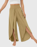 Magdalena | Damen Weit geschnittene Boho-Hose mit Schlitzdesign in Khaki