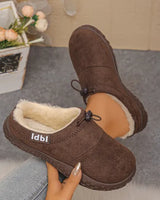 Damilya - Slip On Schuhe Aus Kunstwildleder Mit Fleecefutter Und Kordelzug in Braun