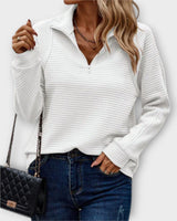 Romena - Pullover Mit Kragen Und Reißverschluss in Weiß