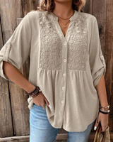 Thiyumi - Bluse Mit V-Ausschnitt Und Knöpfen in Khaki