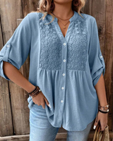 Thiyumi - Bluse Mit V-Ausschnitt Und Knöpfen in Blau