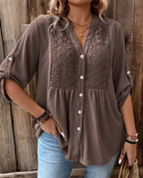 Thiyumi - Bluse Mit V-Ausschnitt Und Knöpfen in Braun