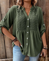 Thiyumi - Bluse Mit V-Ausschnitt Und Knöpfen in Grün