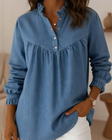 Elvaen - Bluse mit weichem Griff in Blau