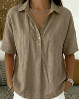 Willow | Bluse mit Kragen und Knopf in Khaki