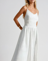 Damen Strand Midi Sommerkleid in Weiß