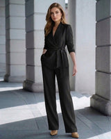 Solenne - Maßgeschneiderter Zweiteiler mit weiter Hose in Schwarz