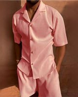 Junmar - Herren-Set mit Hemd und Shorts, lässig in Rose