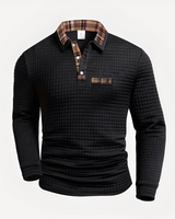 Morris - Stilvolles Langarm-Poloshirt in Schwarz
