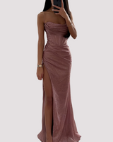 Bonnie - Elegantes Maxikleid mit Schlitz in Rosa