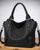 Damen Alltag Handtasche aus Kunstleder in Schwarz