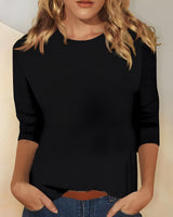 Katherina - Bequemes Rundhals-Shirt in Schwarz