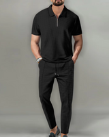 Sandro | Premium Zip Polo Set in Schwarz
