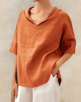 Marsica – Luftige Leinen Bluse Mit Lockerer Passform in Orange