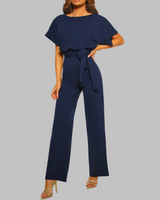 Amber | Damen Overall Fledermausärmel Bindegürtel Weites Bein in Marineblau