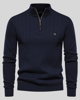 Zippie - Stylischer Bodyfit-Pullover mit Reißverschluss für Männer in Dunkelblau