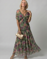 Calen | Off-Shoulder Midi-Kleid in Dunkelgrün