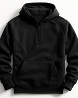 Kennet – Langarm-sweatshirt MIT Kapuze Und Viertelreißverschluss in Schwarz