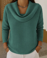 Danela – Eleganter Pullover Mit Wasserfallausschnitt in Grün