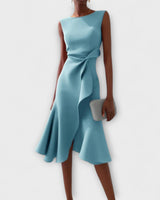 Elfriede | Damen Ärmelloses Midikleid Drapiert Asymmetrisch – Asymm. Midi Drapiert 2026 in Hellblau