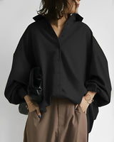 Brittney - Lässige Oversized-Bluse in Schwarz
