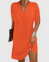 Theresa | Damen Kleid Flatternder Schnitt Leicht Sommer in Orange