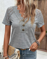 Specas  | Woman T-Shirt mit kurzen Ärmeln und Spitze in Grau